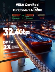 Capshi 8K 4K DisplayPort Cable 1.4 VESA Certified DP Cord 6.6ft 8K@60Hz 4K@144Hz