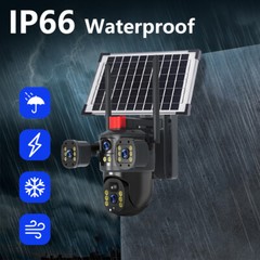 Solar Battery Powered Wireless WiFi Outdoor Pan/Tilt Home Security Camera System