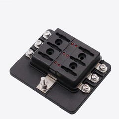 1X 6 Way 12V-32V Car Marine Fuse Box Block Holder W/ 12PCS Blade Fuses Red Light