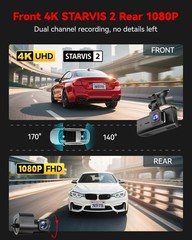 REDTIGER 4K Dash Cam Front and Rear, Touch Screen 3.18 Inch, Free 64GB Card
