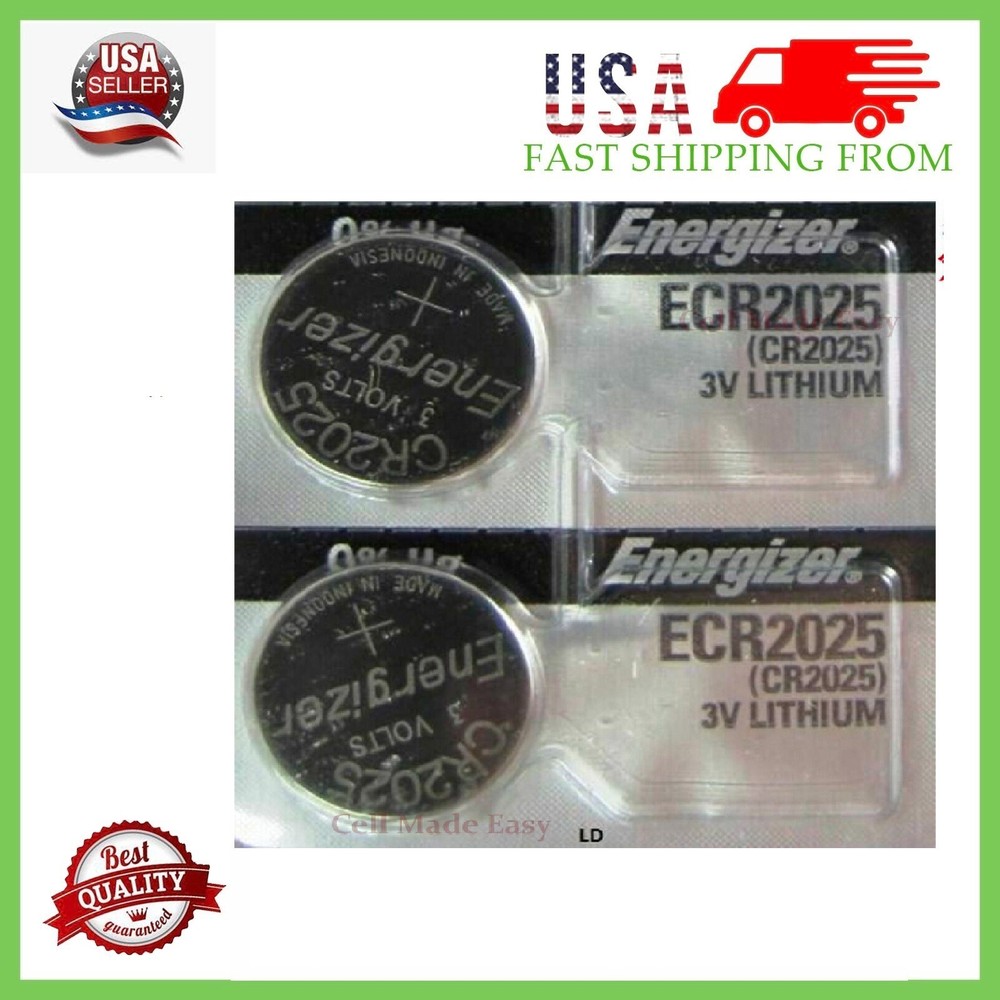 2 Pieces Fresh Energizer ECR 2025 CR 2025 Lithium 3V Battery CR2025 Expire 2031