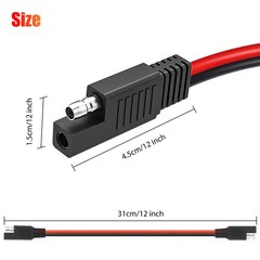 5PCS 14 Gauge 12″ Power Connectors Cable 2 Pin Quick Disconnect Polarized Wire