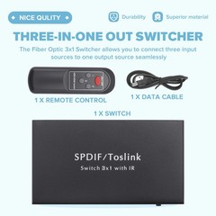 Optical Switcher with 2 Way Spdif Toslink Optical Digital Audio Splitter 39730