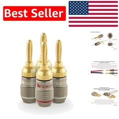 FanLock Excel 24k Gold Plated Banana Plugs – 4 Pcs Quick Connect for Audiophiles
