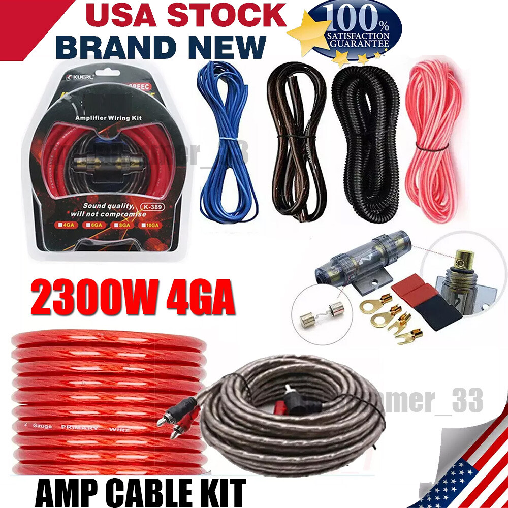 4 Gauge Car Audio Cable Kit Amplifier Install Amp RCA Subwoofer Sub Wiring 2300W