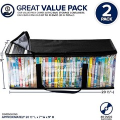 Stock Your Home DVD Storage Bags (Set of 4) Media Organizer Bag for DVDs, CDs,