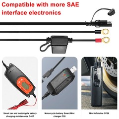 2PCS SAE Extension Cable 2FT 10AWG Battery Connector Ring Terminal Harness Acce