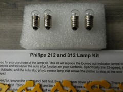 Philips Original O.E.M GA-212 GA-312 Turntable Lamp Kit W/ Instructions GA-212