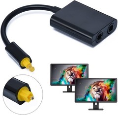 Optical Toslink Digital Splitter Adapter 1 In 2 Out Dual Port Audio Cable Fiber