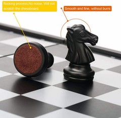 Black White Magnetic Chess Set, Portable for Kids Adults (Black)