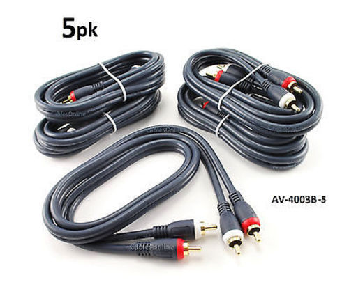 5-PACK 3ft High Quality Python® 2-RCA M/M Audio Cable, CablesOnline AV-4003B