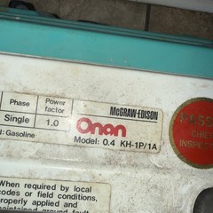 Vtg Onan K450 Generator Kh-1p osp63–2d Mcgraw Edison Part Repair Need Carburetor