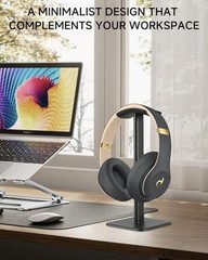 Headset Stand – Headphone Holder for Desk with Aluminum Hanger Compatible Black
