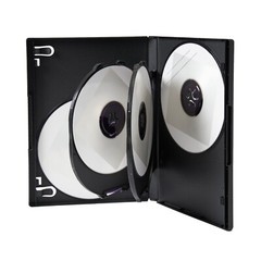 5 Standard 14mm Multi Hold 6 Disc Six CD DVD Black Case Movie Box 2 Trays
