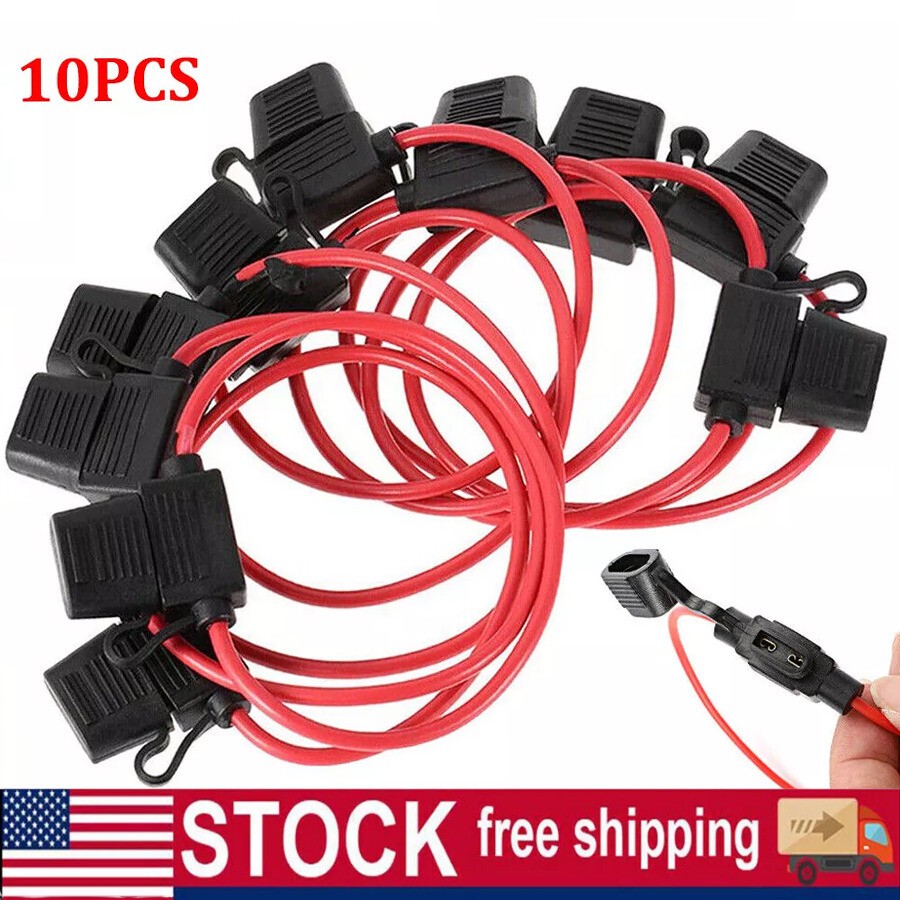 10 PACKS 10 GAUGE ATC FUSE HOLDER IN-LINE AWG WIRE COPPER 12 VOLT POWER BLADE