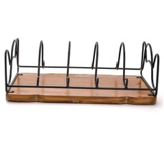 Rustic CD/DVD Storage Rack, 5-Slot Metal Wire & Wooden Base, Holds 25 Cases