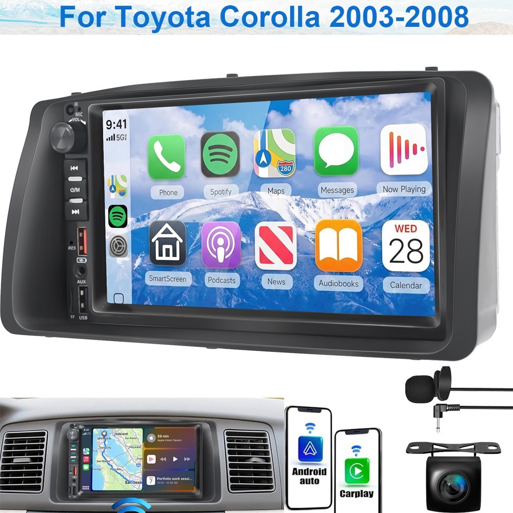 Car Radio Stereo For Toyota Corolla 2003 2004 2005 2006 2007 2008 CarPlay GPS AM