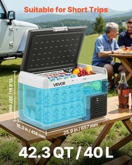 VEVOR 12 Volt Car Refrigerator Portable Freezer 42.3QT Electric Cooler Camping
