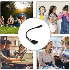 3.5mm AUX Audio Mic Splitter 1 Male to 2 Female Gold Plated Headphone Cable