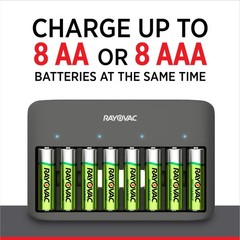 Rayovac USB Battery Charger, 8 Bay Charger for NiMH AA 1 Count, Multicolor