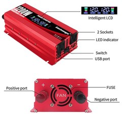 Cantonape 1200W Car Power Inverter DC 12V to 110V/120V AC 1200W, Red