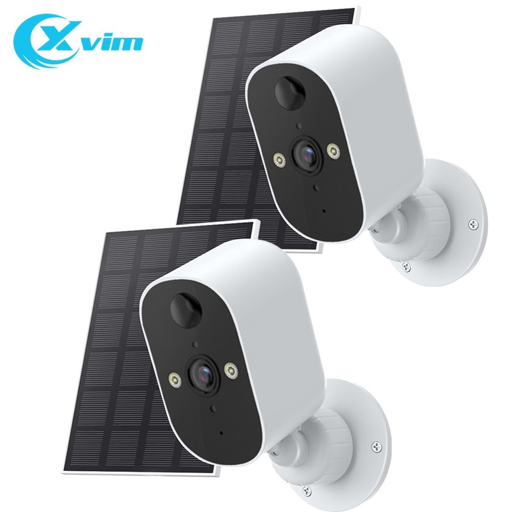 XVIM 2PK Waterproof Battery Camera 2K Outdoor WiFi Solar Powered Security Camera