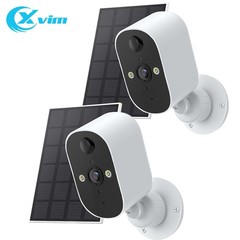 XVIM 2PK Waterproof Battery Camera 2K Outdoor WiFi Solar Powered Security Camera