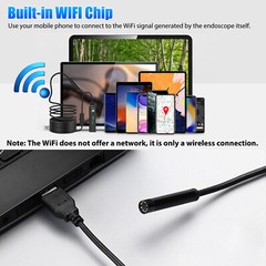 8LED WiFi Snake Borescope Endoscope 8mm Inspection Camera for iPhone Android iOS