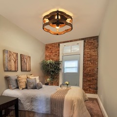 4-Light Rustic Farmhouse Wood Flush Mount Ceiling Medium 4 lights, Black