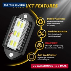 JEDEW 2 PACK License Plate Light, 12V 6-SMD LED License Plate Lamp Taillight for