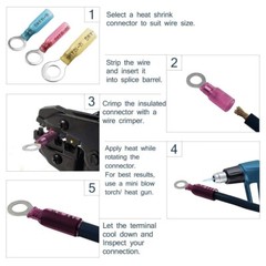 250Pc Heat Shrink Wire Connectors Electrical Ring Fork Spade Crimp Terminals Kit