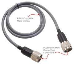 4ft RG-8/U Mini Coax UHF PL-259 Male/Male Grey Coax Cable, R-U8004