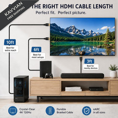 Pacroban 8K Certified HDMI 2.1 Braided Cable(3ft) Supports 48Gbps 3ft, Black