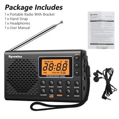 Portable FM/AM/SW Radio Receiver Digital LCD Display Clock Loud Speaker+Earphone
