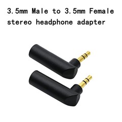 3.5mm Male to Female Audio Adapter 90° Right Angle Stereo Jack AUX 2 Pack