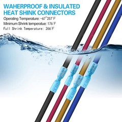 100-500X Female Heat Shrink Spade Wire Connectors 16-14 AWG Crimp Terminals Blue