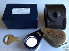 10x21mm UV/LED Triplet Illuminated Loupe-Dual Light (white & UV) Magnifier USA