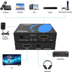 4K 60Hz 18G HDMI 2.0 Audio Converter Extractor – SPDIF + 3.5Mm Output