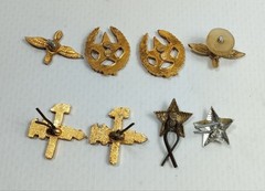 Vintage Lot 8 pcs Collectible Soviet Aluminum Small Badges-Emblems for Clothing