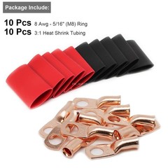 (10) Copper Lug 8 AWG Gauge 5/16″ Ring Wire Terminal Battery Cable Connector