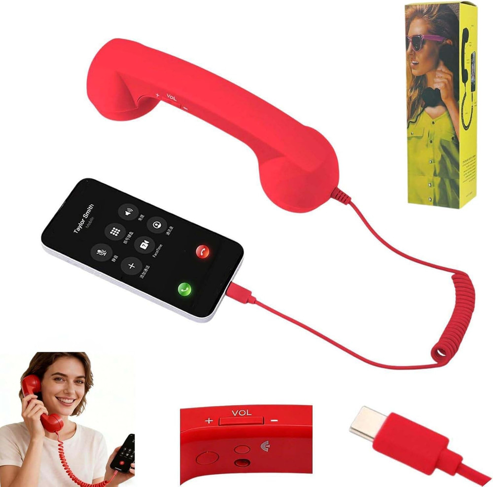 Retro Phone Handset, 2026 New Retro Phone Handset, Type-C Retro Telephone Wired
