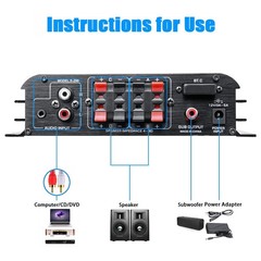 1600W Bluetooth Audio Power Amplifier, 4.1 Channel Support 2 Pairs Speakers 1…