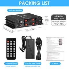 Mini 4.0 Channel Digital Amplifier w/Bluetooth for Home/Car/Marine Speaker 45W