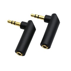 3.5mm Male to Female Audio Adapter 90° Right Angle Stereo Jack AUX 2 Pack