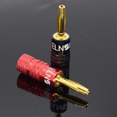 100pcs ELNONE High Quality Gold Plated Speaker Banana Plug Male Audio Connector
