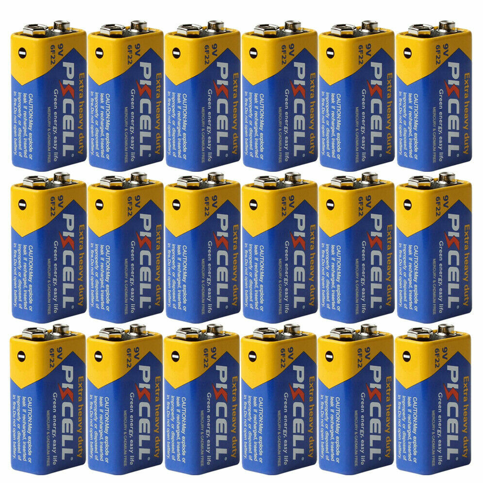 20PCS 9V 6F22 9 Volts Heavy Duty Zinc Carbon 0% Mercury Battery Free Shipping US