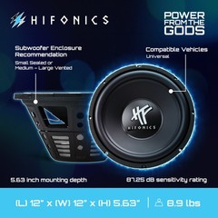 HIFONICS HFX12D4 12″ 800 Watt 4 Ohm DVC Car Audio Subwoofer Power Bass Sub