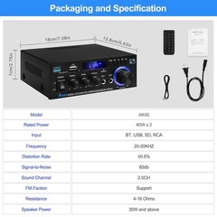 Stereo Receiver & Amplifier Home Audio Amp, AK45 Bluetooth Receiver for Home