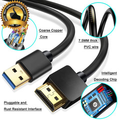 USB to HDMI Adapter Cable, USB 3.0 to HDMI Cable Male HD 1080P Monitor Display A