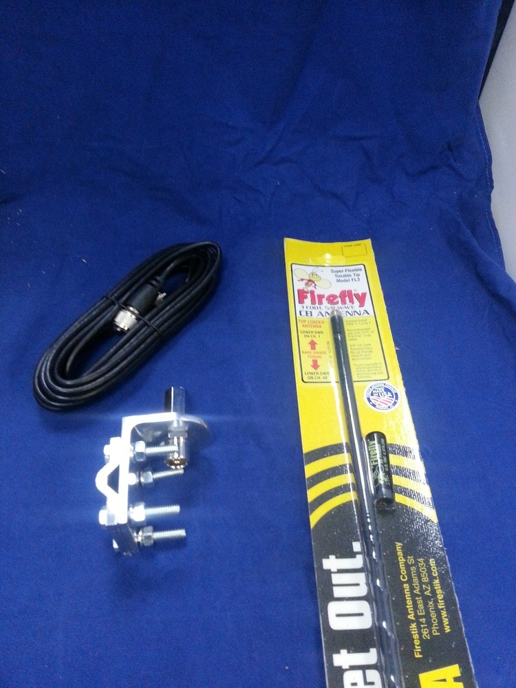 FIRESTIK FL3-B 3′ BLACK CB ANTENNA W/ SINGLE GROOVE MIRROR MOUNT, 18 FT. COAX
